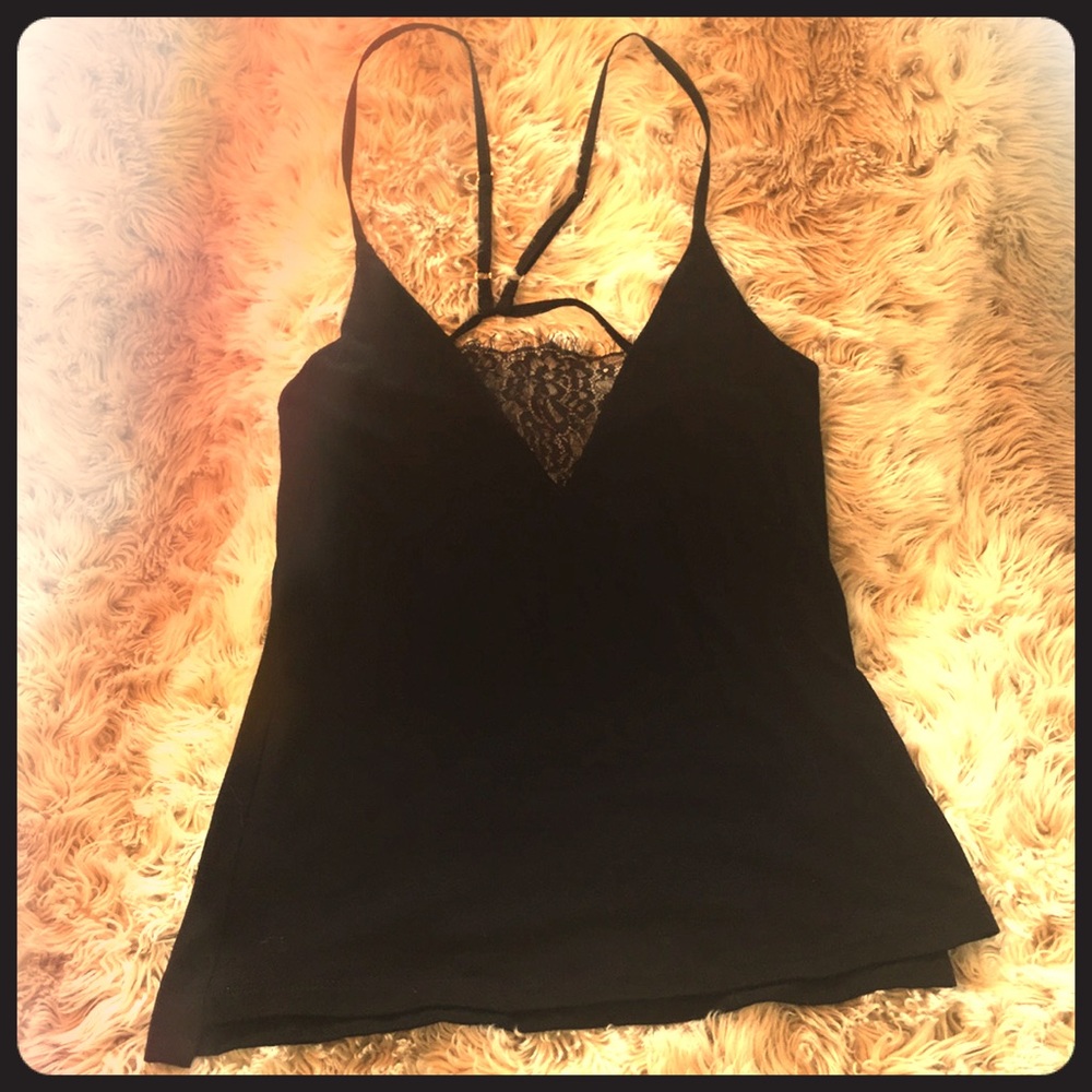 Lulu’s Black Camisole with Lace Detail